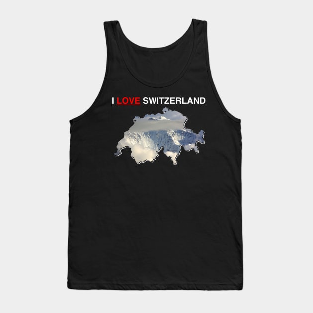 I Love Switzerland Snow Covered Mountain Peak Tank Top by PathblazerStudios